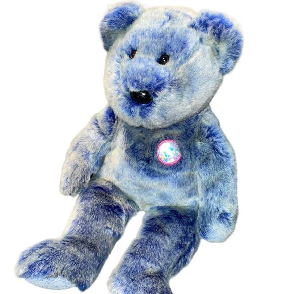 Vintage Ty Beanie Buddies Teddy Bear Plush Periwinkle Stuffed 2001 Nursery Blue - Picture 2 of 13